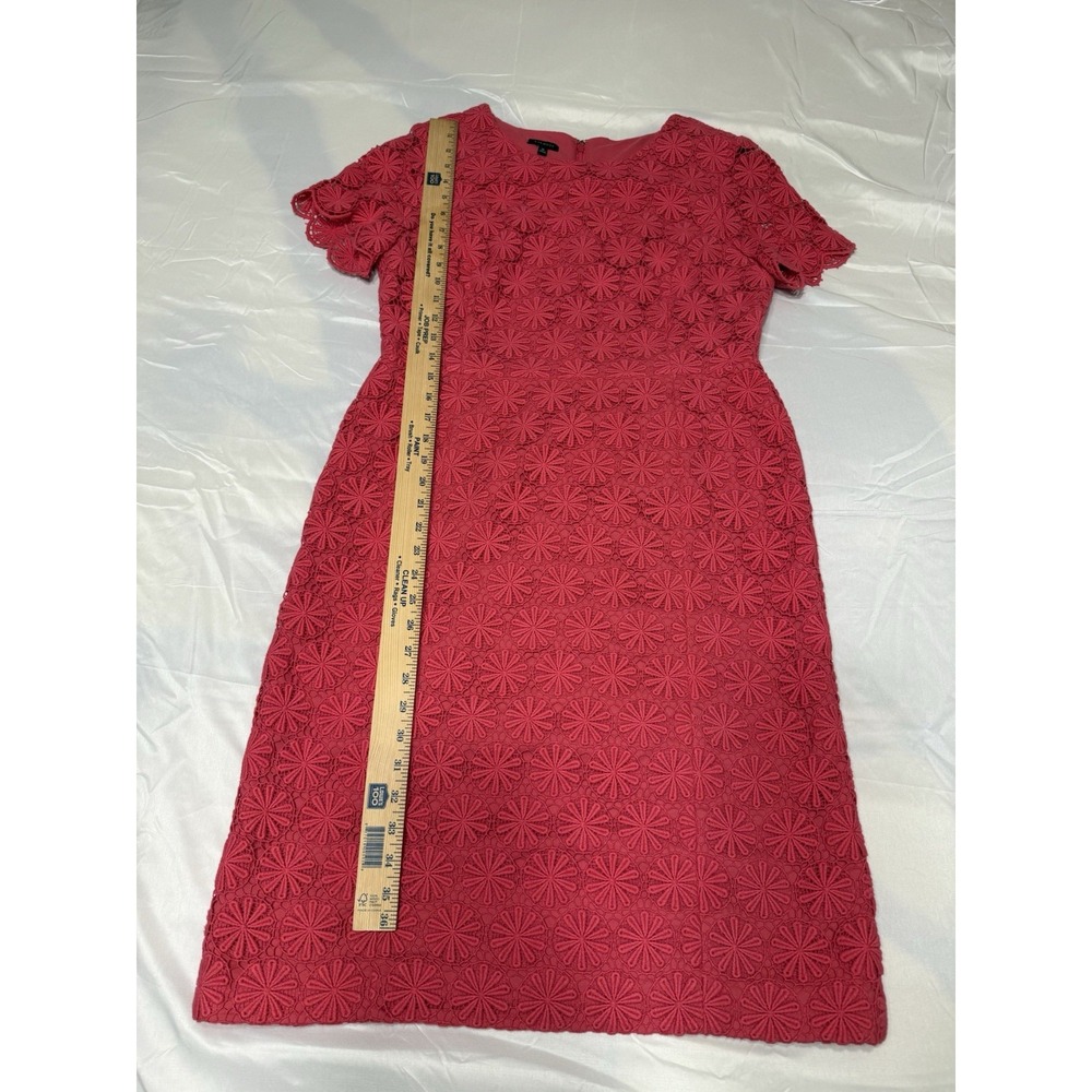 Talbots Sheath Dress 10 Pink Crochet Lace Short Sleeve Women's - Picture 2 of 8